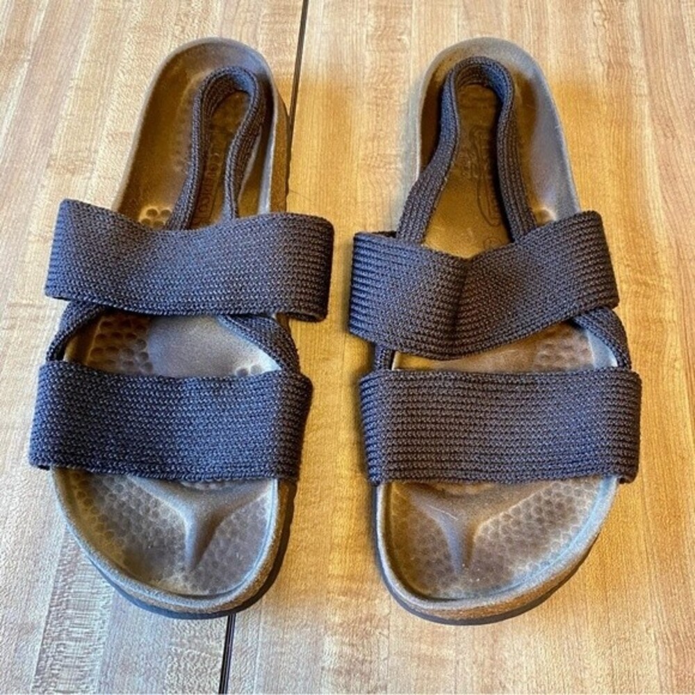 ARCOPEDICO Sandals Brown Knit Strap Woven Slingback Leather Cork Comfort Slides - Picture 8 of 10